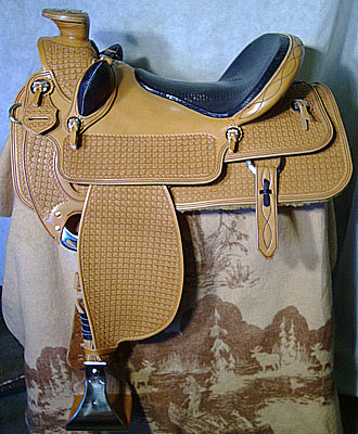 Mule Show Saddle, Blue Monitor Lizard